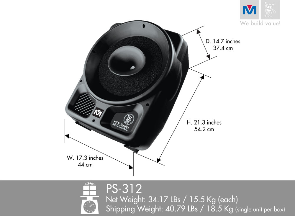 PS312 2way full range Passive / NonPowered Coaxial Speaker Better